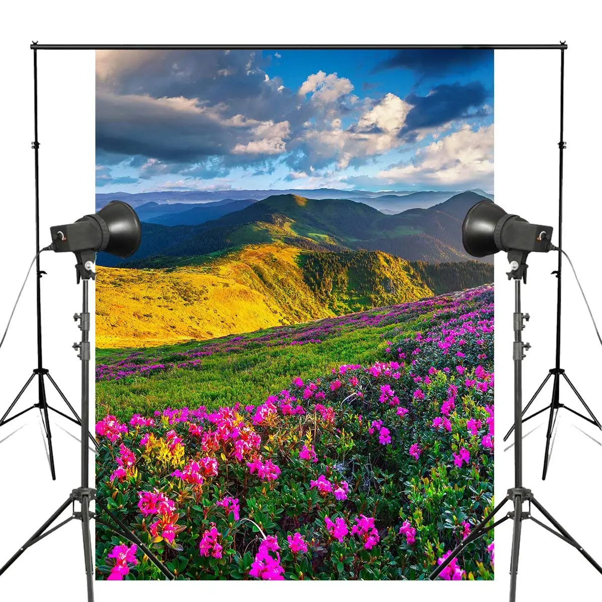 Горы небо трава облака фотография Фон Azalea пейзаж фон студия реквизит стены
