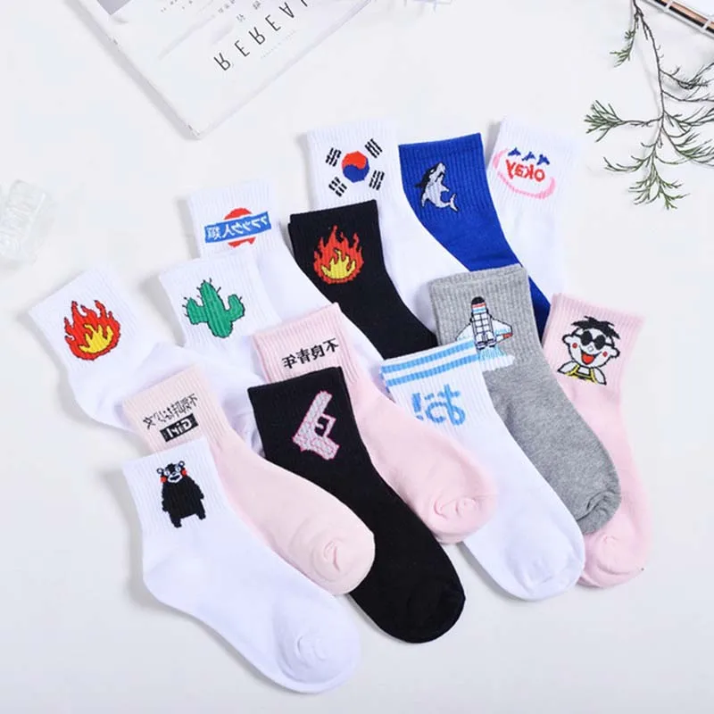 Женские брендовые хлопковые носки с героями мультфильмов Harajuku женские милые