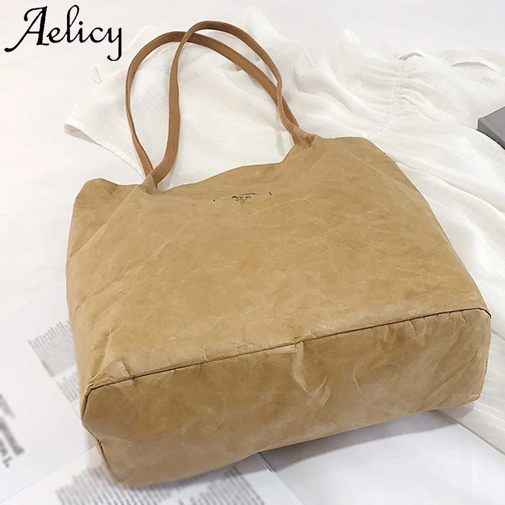 Сумка на плечо Aelicy Женская цветная с надписью в ретро стиле из крафт-бумаги
