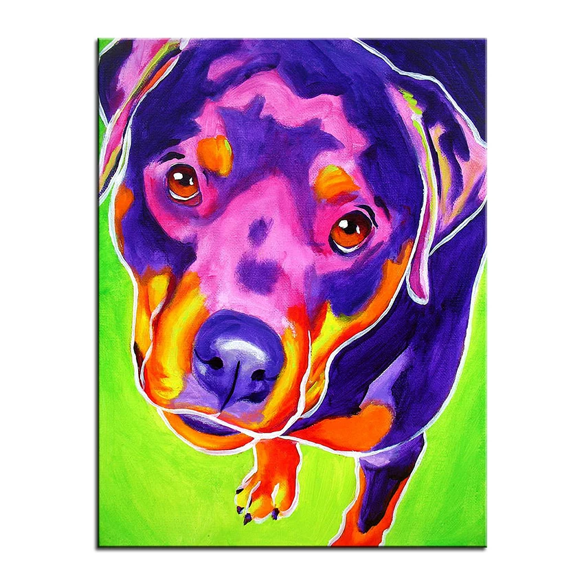 Большой размер принт картина маслом Ротвейлер летняя настенная живопись