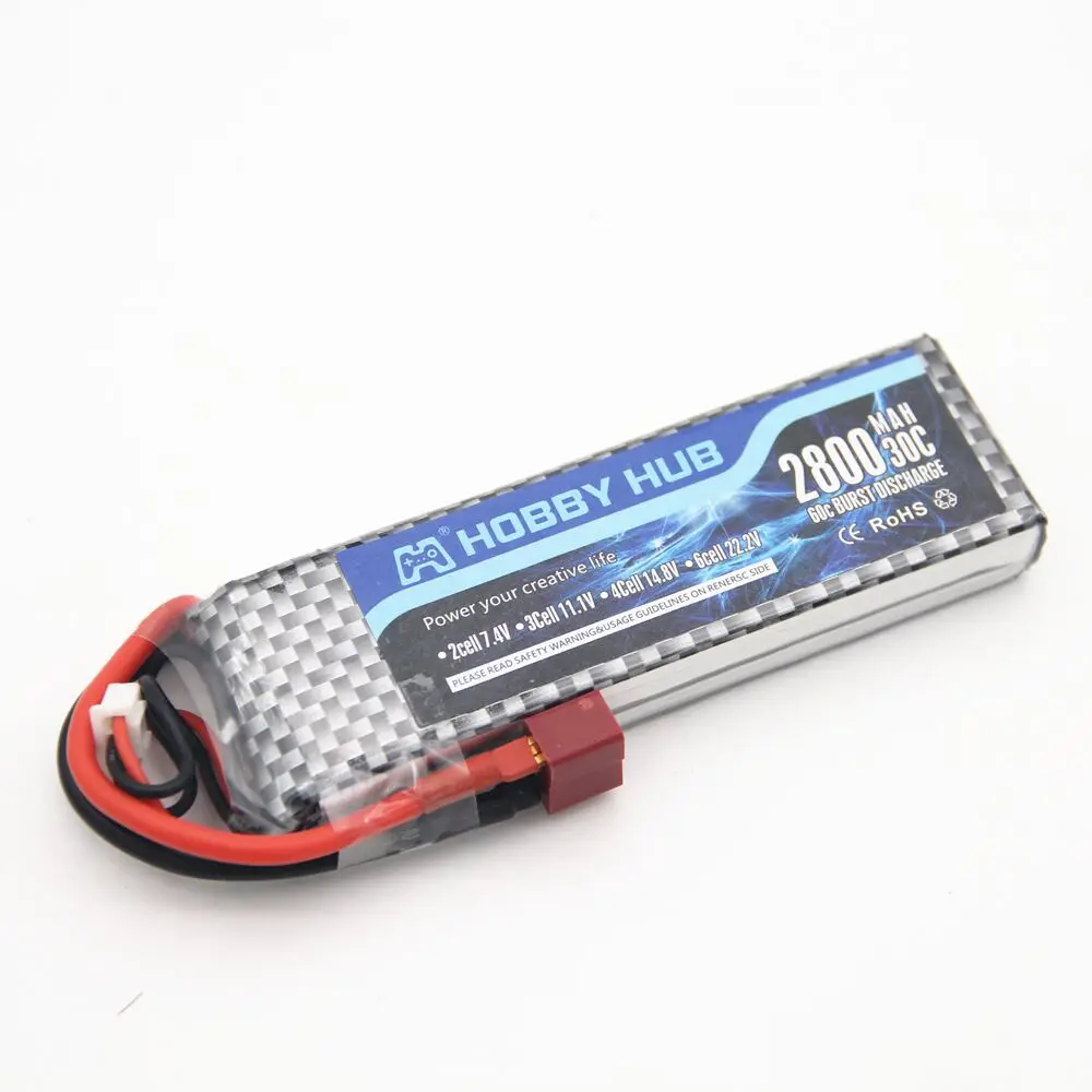Аккумуляторная батарея Hobby hub 2S Lipo 7,4 в 2800 мАч 25C Max 40C JST T XT60 для радиоуправляемого квадрокоптера вертолета самолета автомобиля 1/16 дистанционная игрушка