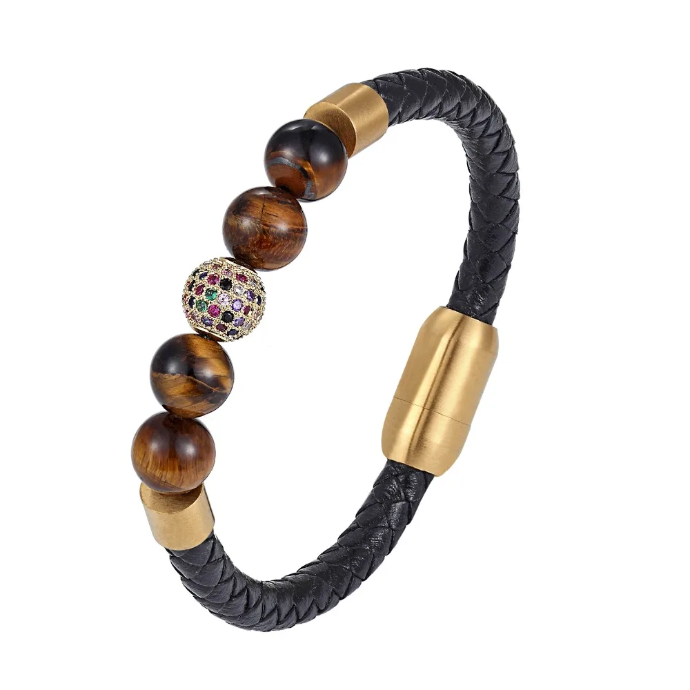 2019 новый популярный браслет из натурального камня с фианитами и шариками для