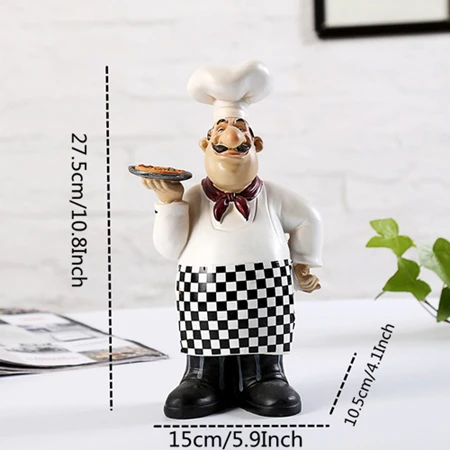 Pizza Chef VILEAD 26 см 27,5 см Смола пицца торт шеф-повара статуэтки Европейский творческий шеф-повара украшения дома западный ресторан украшения ремесла - Цвет: Pizza Chef