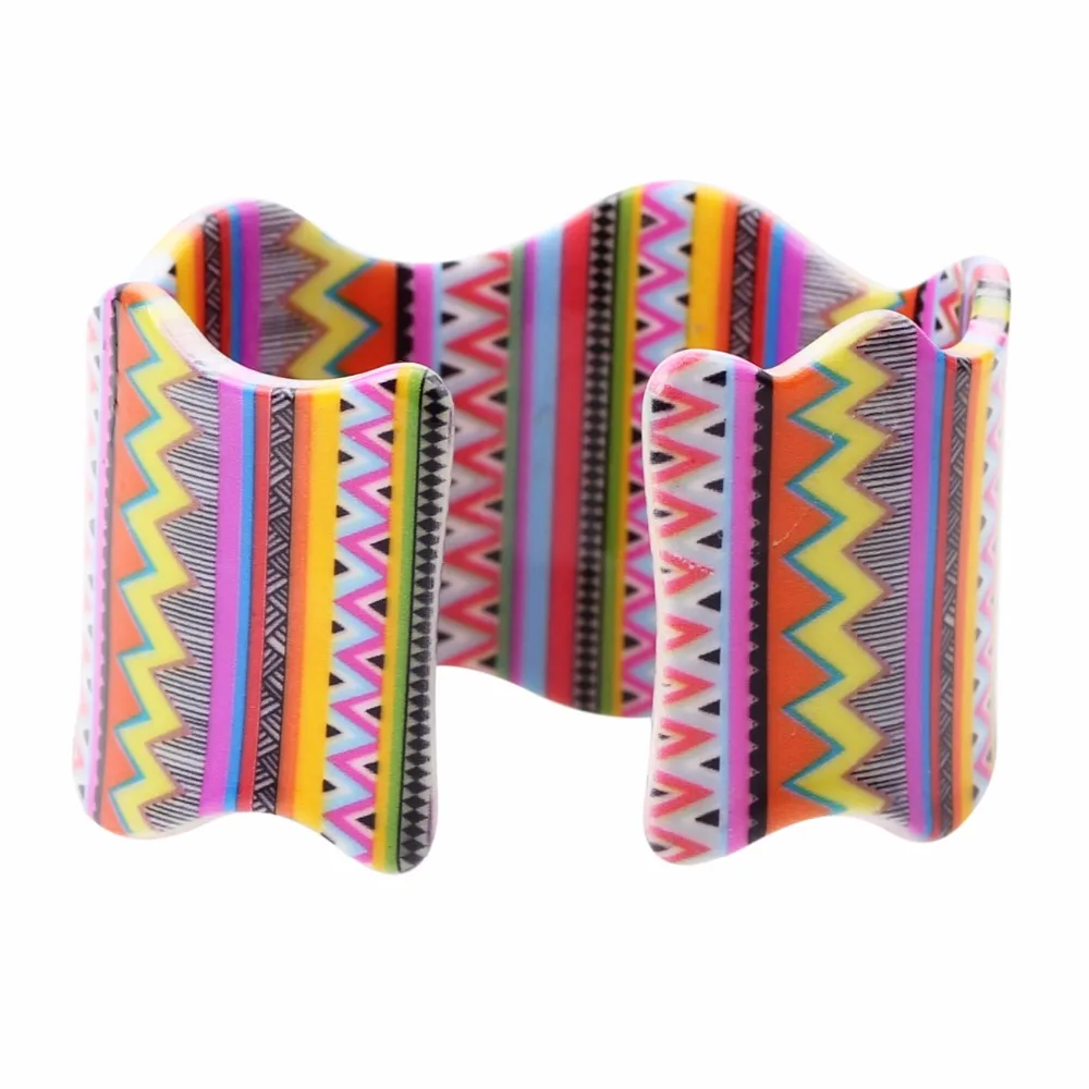 Bonsny Acrylic Unique Stripe Pattern Love Bangles For Women New 2017 Fashion Jewelry Charm Bracelets Accessories Bijoux Gifts | Украшения и