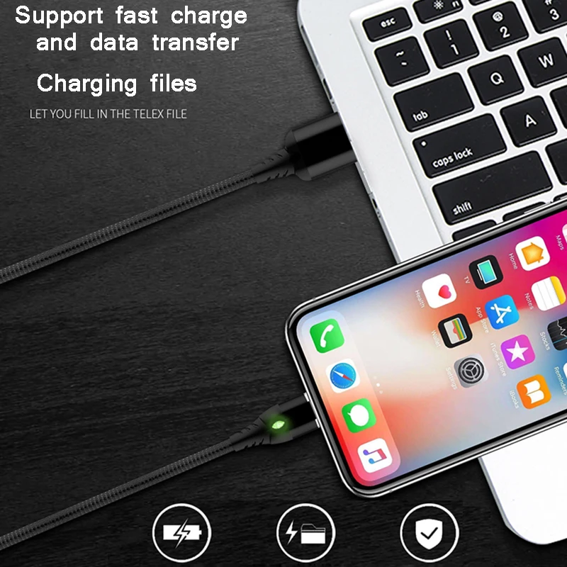 3 в 1 Магнитный зарядный кабель для iPhone Samsung Type-c Android Быстрая зарядка магнит