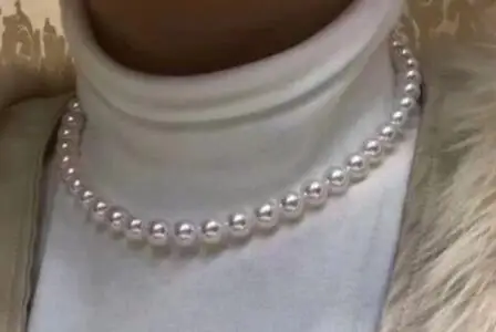 

free shipping AAA 8-9 mm natural south sea white pearl necklace 18 inch 14 gold