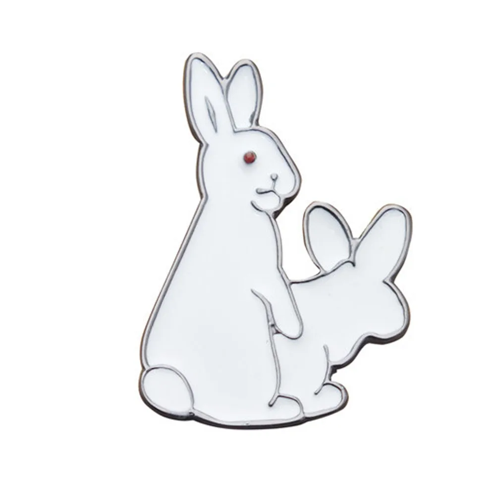 2017 новая мультяшная Милая 2 белые кролики зло брошь заколки животные джинсовая