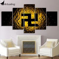 5 piece buddha picture symbol svastika painting on canvas buddhist religion posters and prints wall art picture for living room