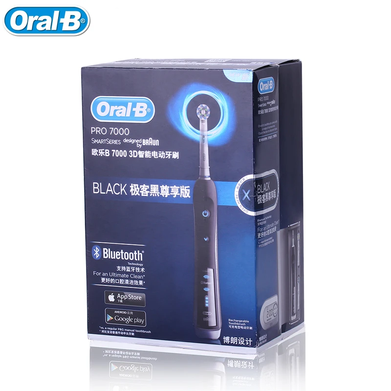 Oral B 3D электрическая зубная щетка Pro 7000 Smart Black с Bluetooth Deep Clean 6 типов Чистая модель