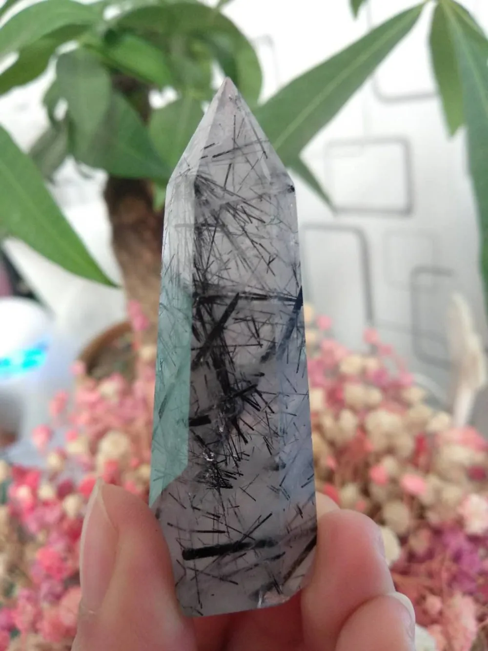 Натуральный турмалин обелиск кварцевый кристалл палочка ТОЧКА заживления