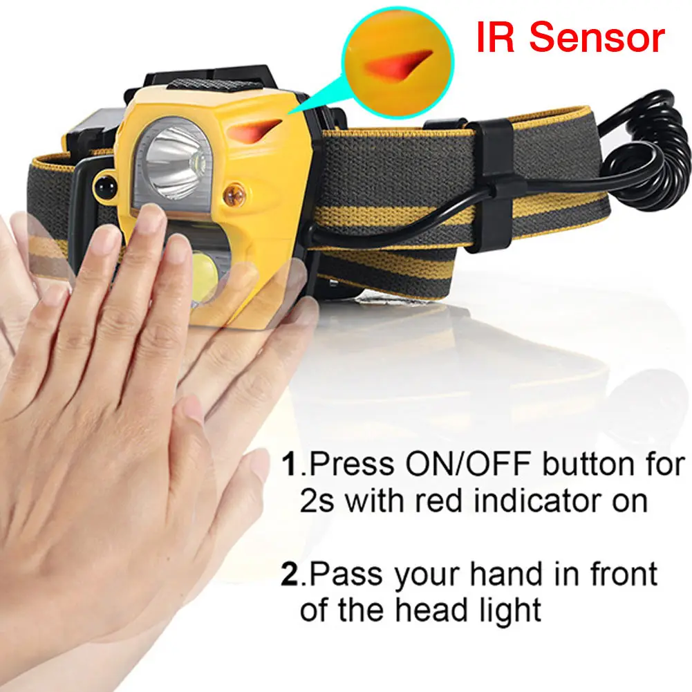 Налобный фонарь с ИК датчиком и Индукционным режимом 2000 лм 5 Вт|headlamp 5w|headlights forcob 5w |