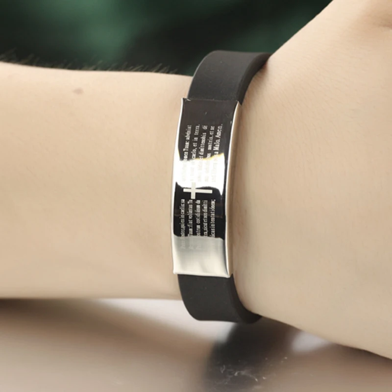 MOZO модный мужской браслет Гладкий/крест Библия Нержавеющая сталь Черный