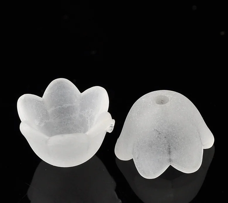 

DoreenBeads 300 шт., белые акриловые бусины с матовым цветком, 10x9 мм (3/8 "x3/8")(B21644)