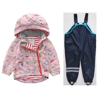 spring new boys and girls hooded jacket jacket childrens baby personality cartoon windbreaker tops pants