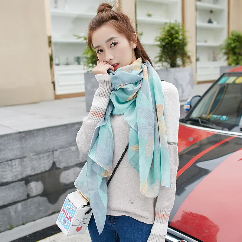 Thin Chiffon Silk Scarf Fashion Scarves Spring And Autumn Bandana Accessories Women's Summer Scarfs Luxury Brand | Аксессуары для