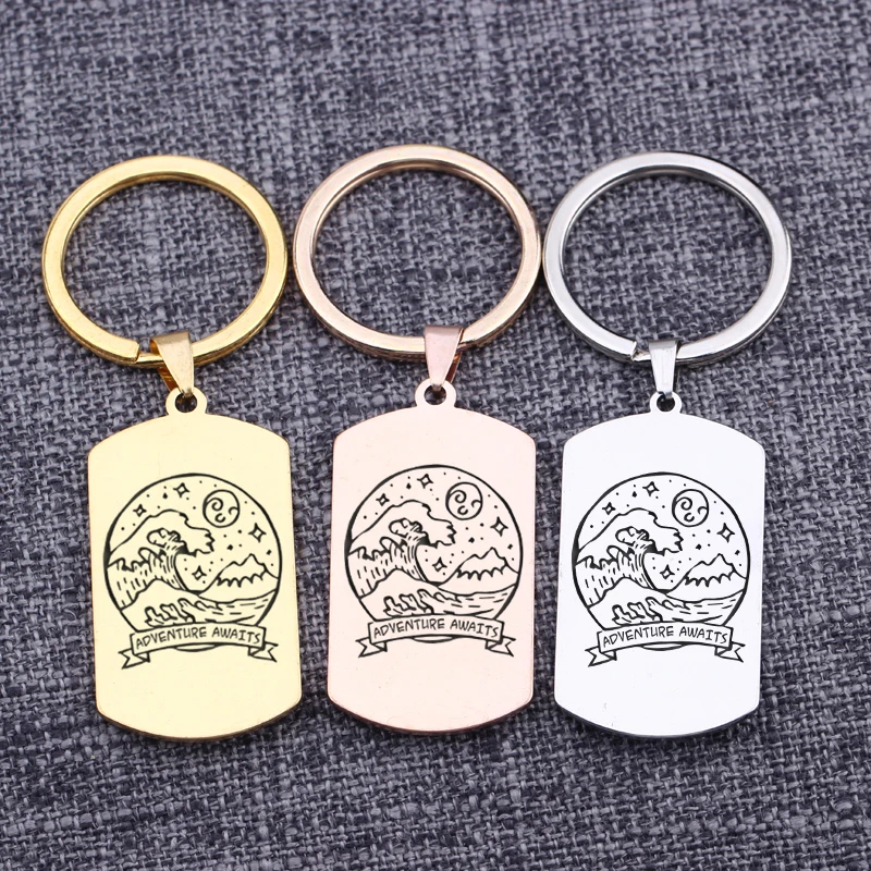 Gifts Adventure Awaits Graduation Present Engraved Scenes Key chains Hot Sale 2019 Creative Keyring Souvenir Bag Charms Dog Tag | Украшения