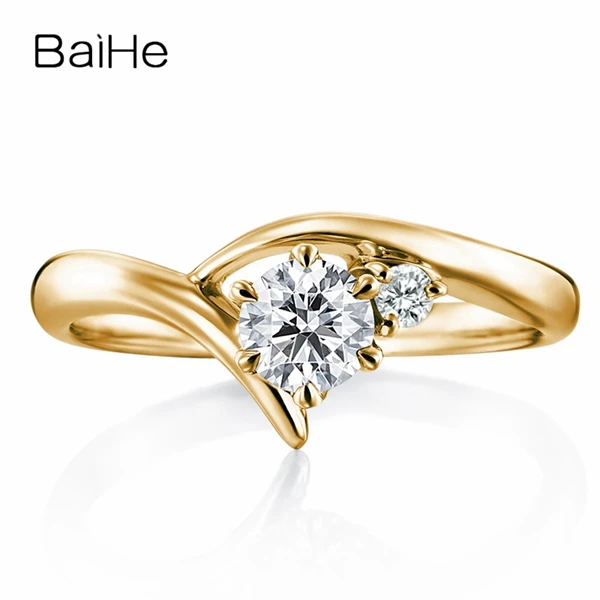 BAIHE Solid 10 K белое золото(AU417) Сертифицированный 0.25ct круглый разрезанный Муассанит помолвка Модный свадебный женский подарок ювелирные украшения кольцо