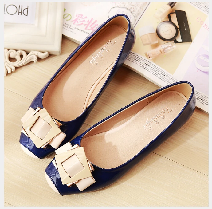 Сезон весна-лето Модные милые квадратный носок Женские туфли-лодочки балетные