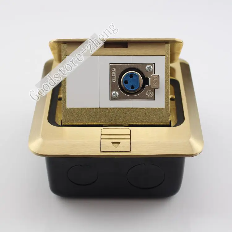 Бронзовый всплывающий пол коробка комплект микрофонов XLR Женский Джек Панель