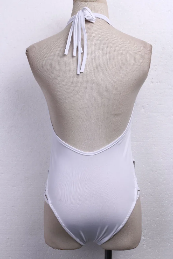 Женское сексуальное с высоким вырезом на шнуровке цельный секси/черные повязки