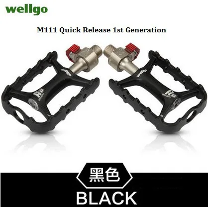 Black Wellgo оригинальные M111 быстросъемные не быстросъемные велосипедные педали для шоссейного велосипеда сверхлегкие педали MTB велосипедные педали с подшипником - Цвет: Black