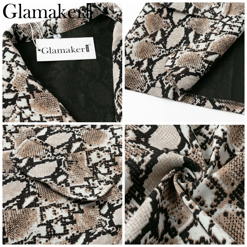 Glamaker, сексуальная куртка со змеиным принтом, Женский блейзер, длинная верхняя одежда, женские блейзеры и куртки, повседневный сексуальный Блейзер, женская уличная одежда