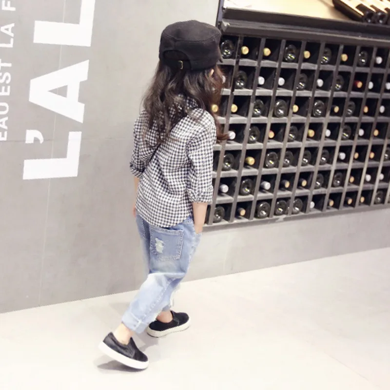 2020 новые стильные детские джинсы брюки для мальчиков и девочек осенние модные