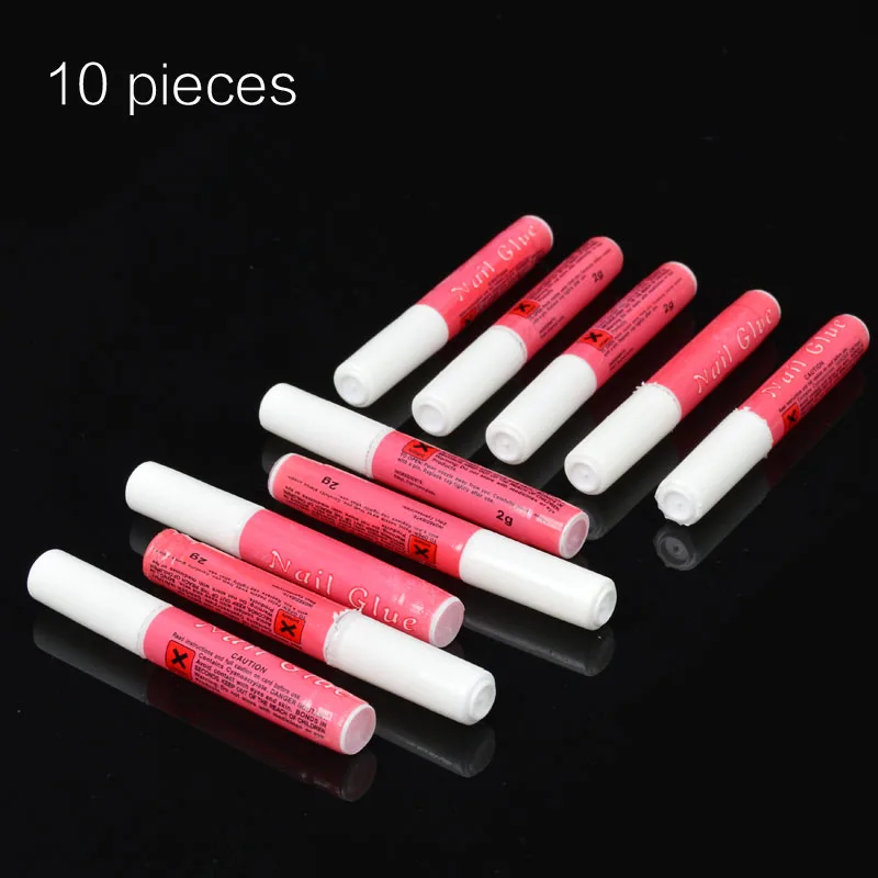 

YWK 10 Pcs 2ml Mini Nail Glue For Art Decoration And Fake Nail Fast Drying Long Lasting Nails Tips Adhesive Tools