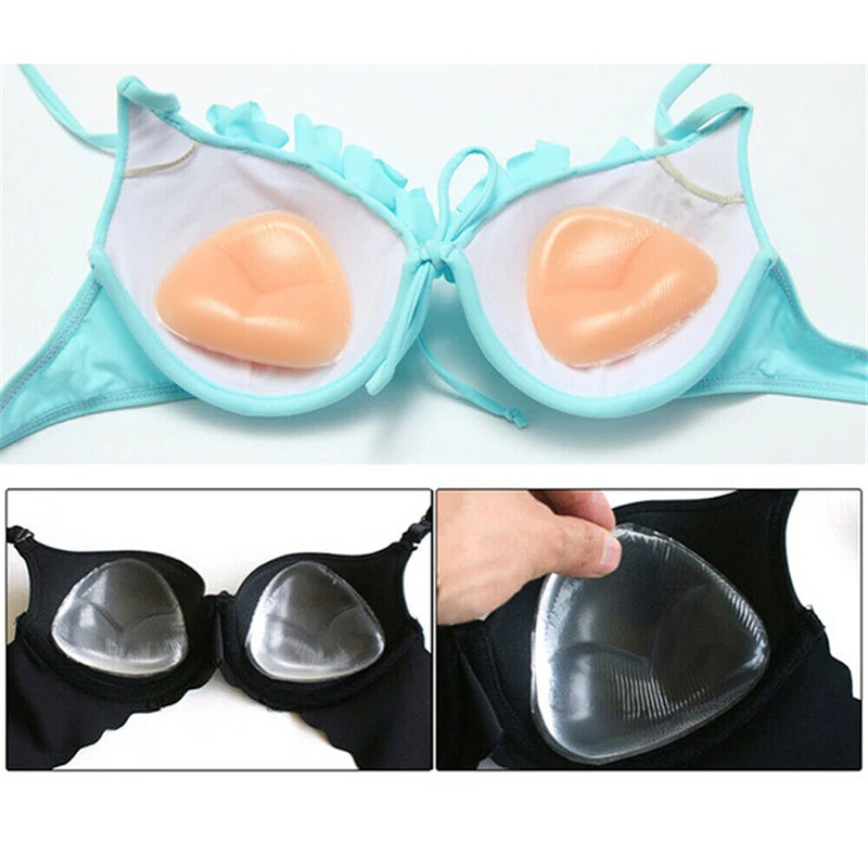 1 Pair Women Bra Insert Silicone Triangle Pads Push Up Removable Bikini Enhancer Swimsuit Intimates Accessories New HOT | Женская одежда