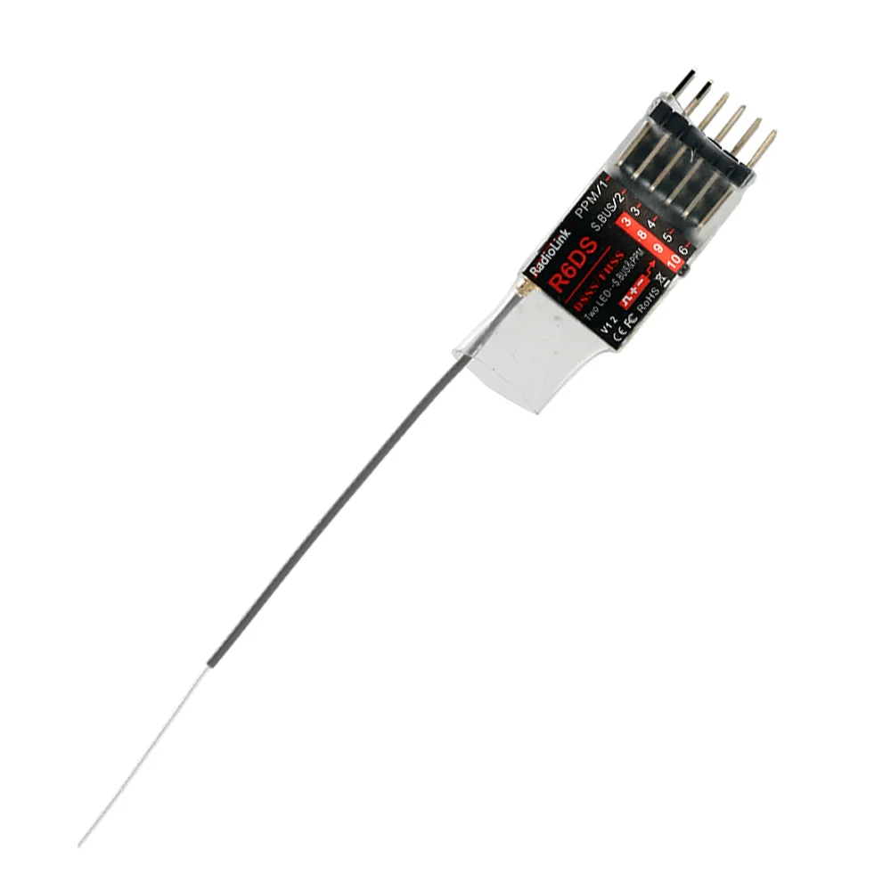 Мельчайший приемник RadioLink R6DS RX PPM PWM SBUS выход 2 4G 6CH 3ms отклик для FPV вертолет-Дрон AT9