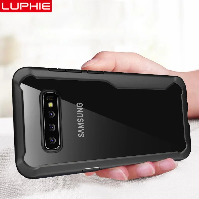 LUPHIE Shockproof Armor Case For Samsung Galaxy S10 Plus S10e Transparent Cases Cover Silicone Coque |