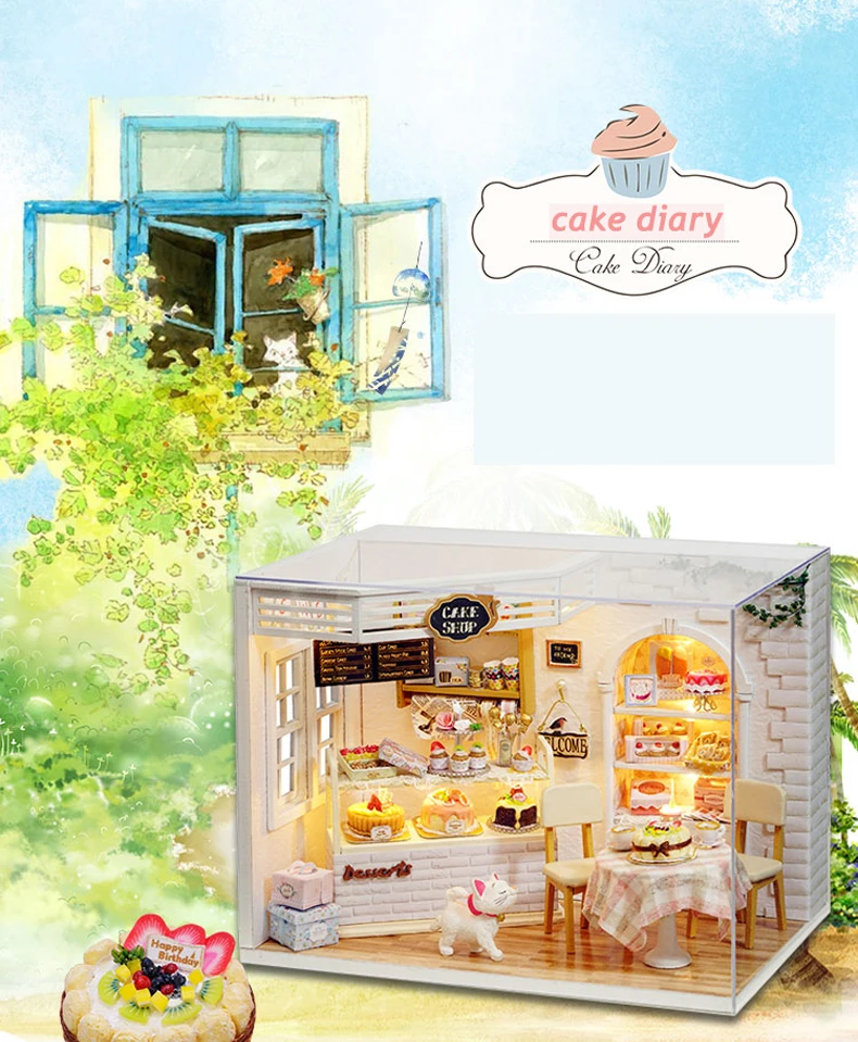 Собрать DIY деревянный дом Miniaturas с мебели DIY Миниатюрный Дом Кукольный домик игрушки для детей Рождество и день рождения h014