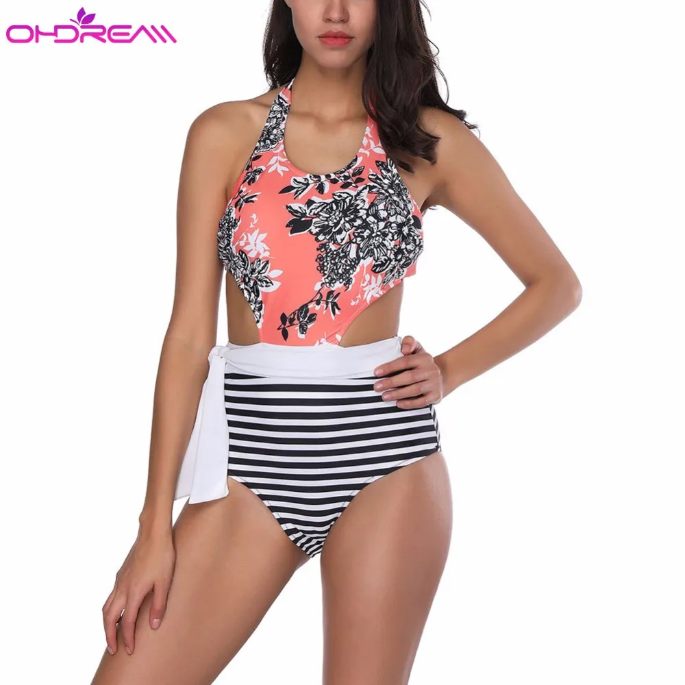 OHDREAM сдельное бикини Женский сексуальный купальник высокая талия открытая