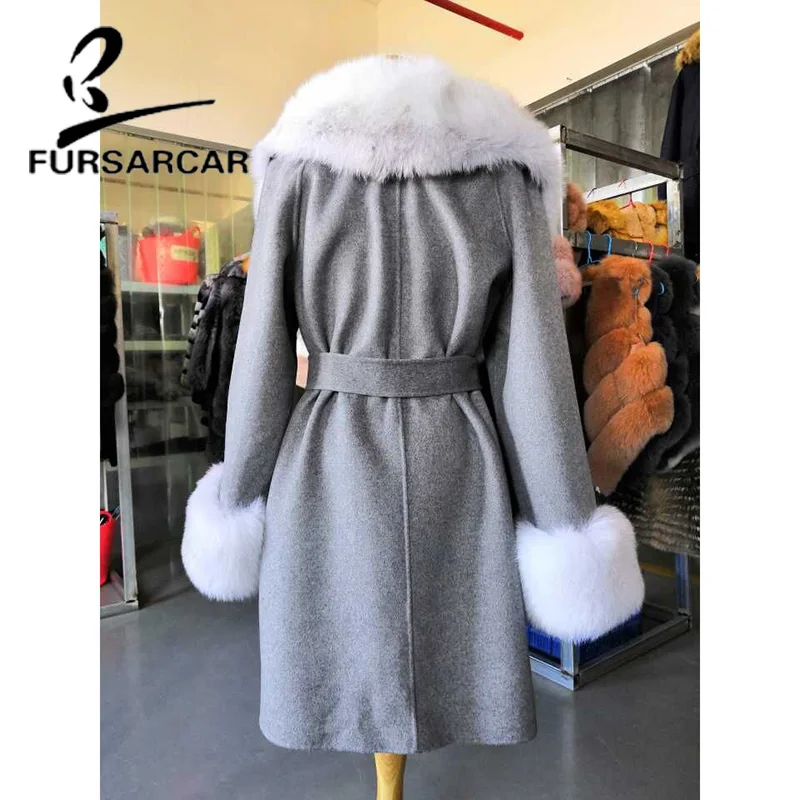 Женская Шуба из натурального меха FURSARCAR новая стильная с толстым теплым меховым
