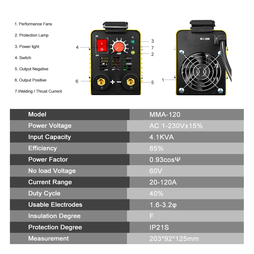 Оригинальный DEKO DKA 120 120A 4.1KVA IP21S инвертор дуговой Электрический сварочный аппарат