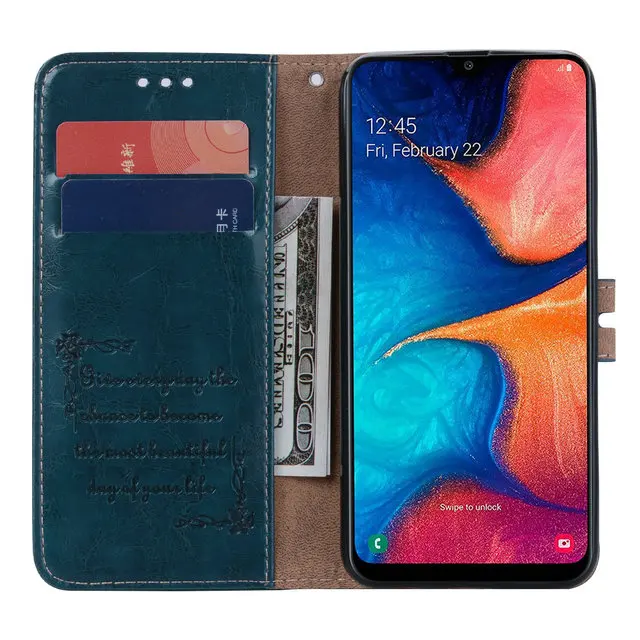 Кожаный бизнес Etui для Coque samsung A20 Чехол samsung A20E чехол, Роскошный футляр откидная крышка для samsung Galaxy A20e A 20 E Броня