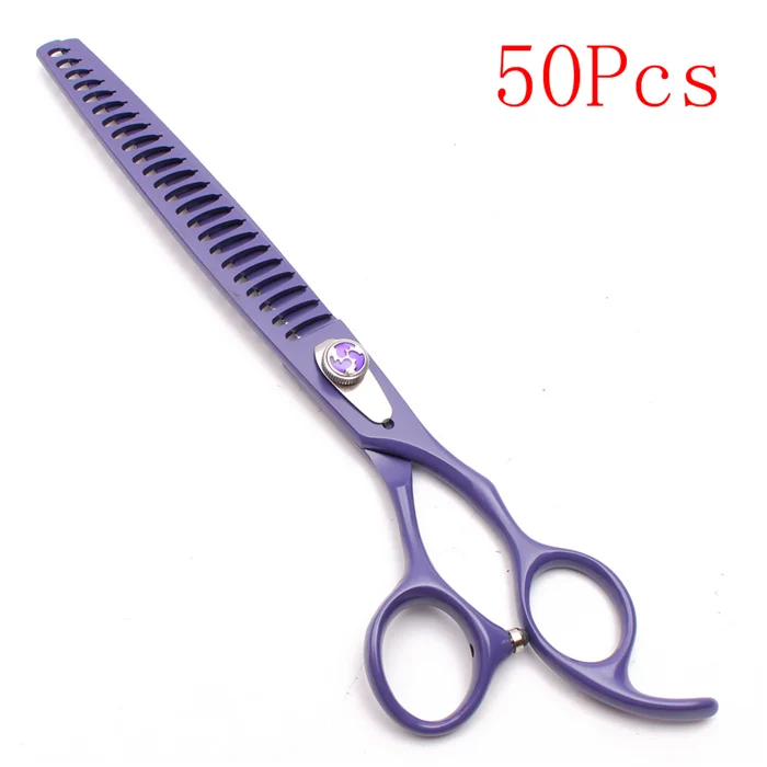 C4004 Zi 50Pcs 8N 50 шт. " 22,5 см индивидуальный логотип Профессиональные домашние волосы ножницы для груминга-для собаки 23 ЗУБЫ Fishbone филировочные ножницы C4004 - Цвет: C4004 Zi 50Pcs 8N