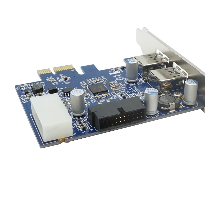 PCI E к USB 3 0 2 портовая Express карта с 4 контактным разъемом питания и 20 контактный