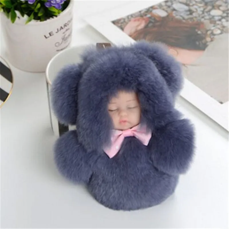 Christmas Fur Keychains Rex Rabbit fur fluffy pendant Mengmeng dead hair GIFT PENDANT new year bag Key chain car ornaments | Украшения и