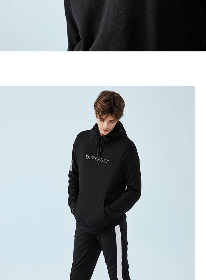 SEMIR мужская вышитая Толстовка с капюшоном, пуловер с капюшоном с аппликацией на рукаве, Стильная Спортивная толстовка с карманом-кенгуру