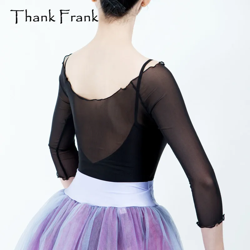 Женская эластичная сетчатая блузка с рукавом до локтя|ballet top|ballet womenballet blouse |