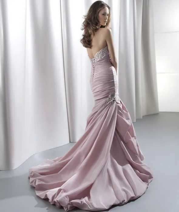 На Заказ Одеяние De Mariage Белый/Слоновая Кость Розовый Тафта Бисероплетение Pleat