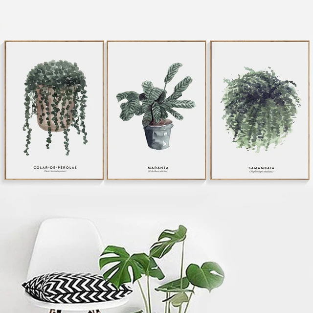 

No Frame Tropical Trees Leaves Canvas Painting Nordic Landscape Posters And Prints Watercolor For Living Room Decor Wall Artwork
