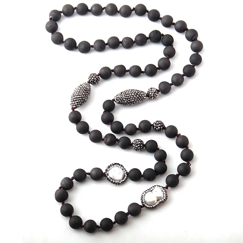 Модные натуральные драгоценные бусины с узлом ручной работы и жемчужные