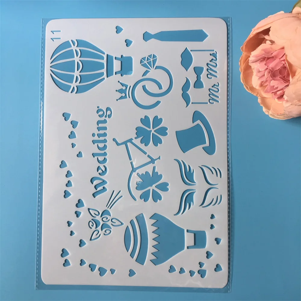 

26cm Hot Air Balloon Wedding DIY Craft Layering Stencils Painting Scrapbooking Stamping Embossing Album Paper Template