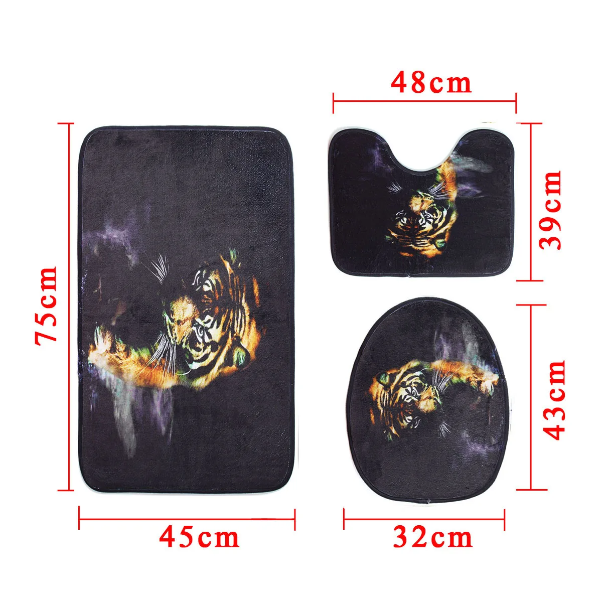 Tiger Mat Тигр, львы, леопард, панда, ванная комната, полиэстер, занавеска для душа, пьедестал, ковер, крышка для унитаза, коврик для ванной, водонепроницаемый, домашний декор, 12 крючков - Цвет: Tiger Mat