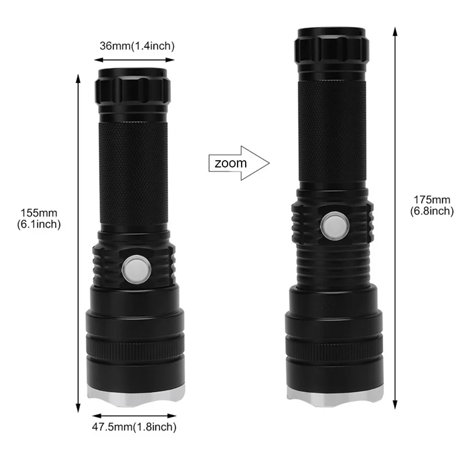 P50 XHP50 светодиодный фонарик Micro USB Перезаряжаемый зум Тактический 26650 18650 батарея