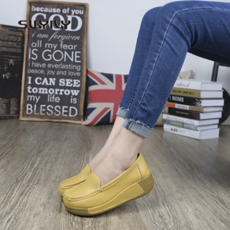 SWYIVY/кроссовки женская Тонизирующая обувь кожаная дышащая на платформе 2018 для