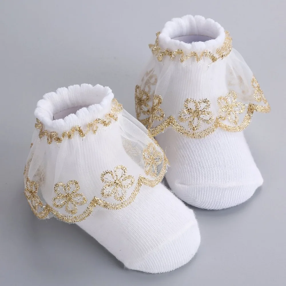 От 0 до 2 лет хлопковые носки для новорожденных белые кружевные сетчатые