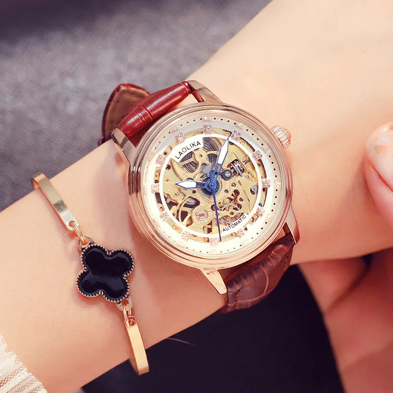 Женские часы, автоматические механические часы, женские Tourbillon часы, Reloj Mujer, часы со скелетом, Лидирующий бренд, наручные часы, Relogio Feminino